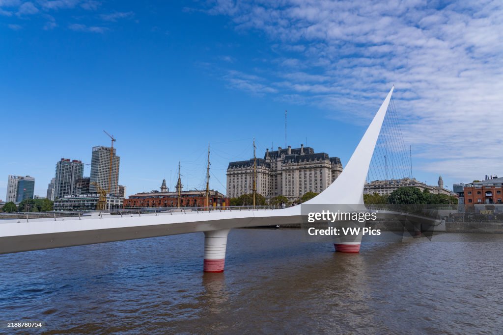 La Puente de la Mujer or the Woman's Bridge over Dock 3 in Puerto Madero, Buenos Aires, Argentina