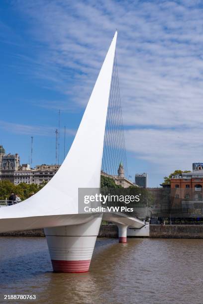 La Puente de la Mujer or the Woman's Bridge over Dock 3 in Puerto Madero, Buenos Aires, Argentina.