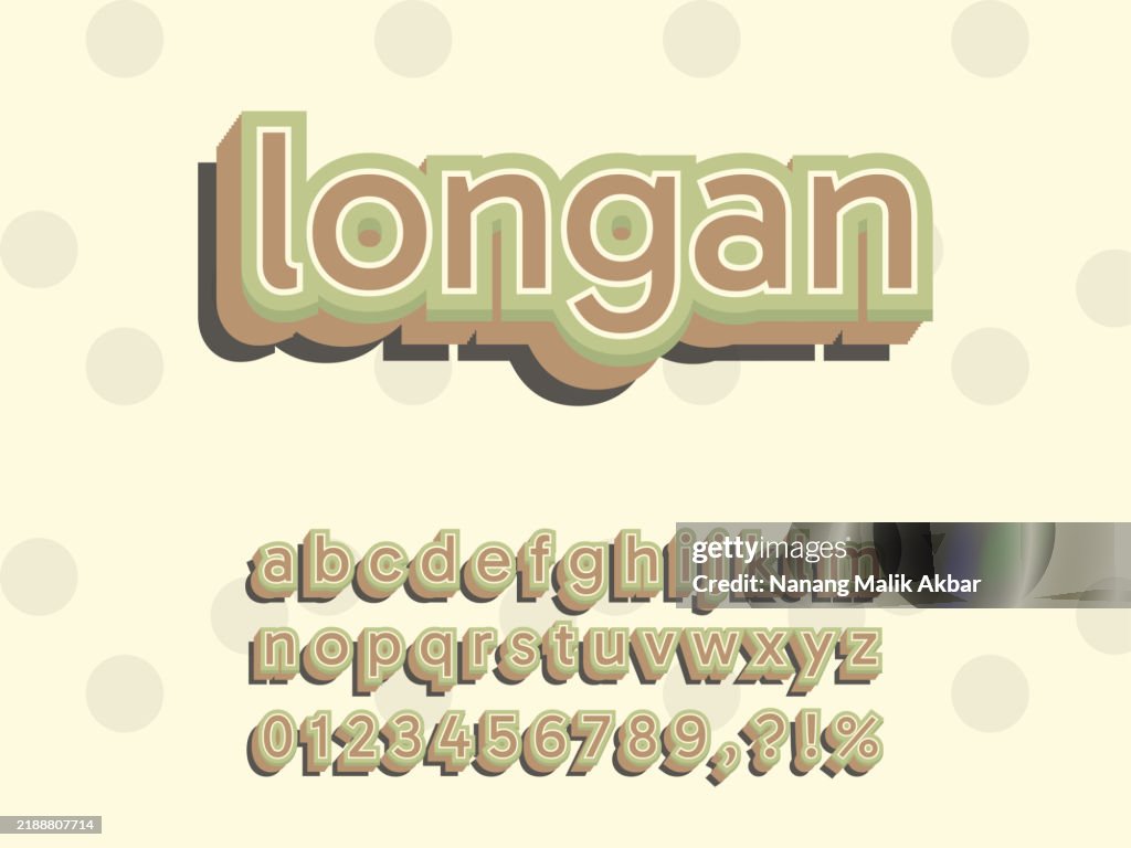 Longan 3D Editable Text Effect. Effect Saved in Graphic Styles