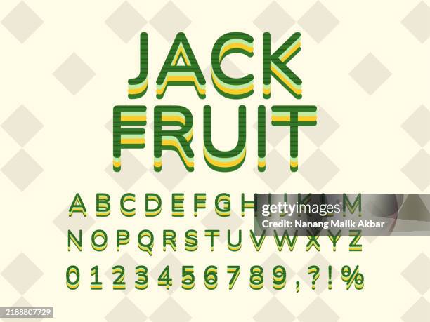 jack fruit 3d editable text effect. effect saved in graphic styles - jackfruit stock illustrations