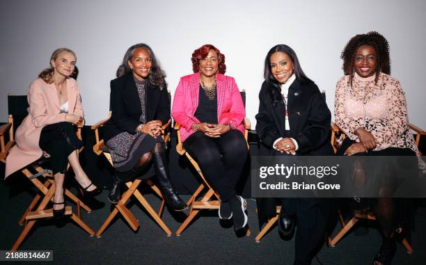 Caroline Williams, Mara Brock Akil, Dr. Bernice King, Sheryl Lee Ralph and Felicia D. Henderson attend the "The Rebel Girls" screening at Smart Post...