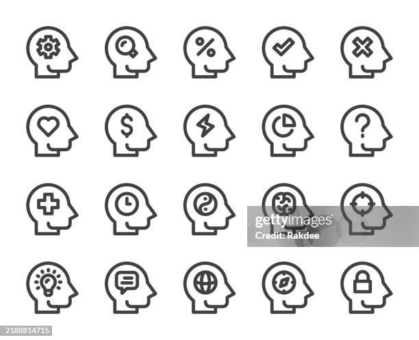 human thinking 1 - bold line icons - right wrong stock illustrations