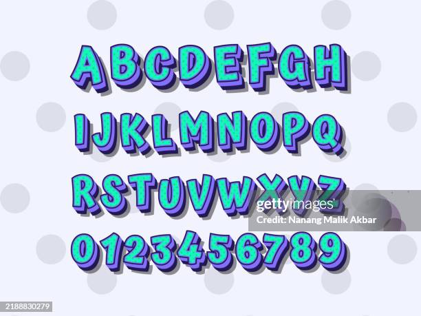 alphabet 3d design and 3d colorful text effect. text effect saved in graphic styles - 3d font stock illustrations