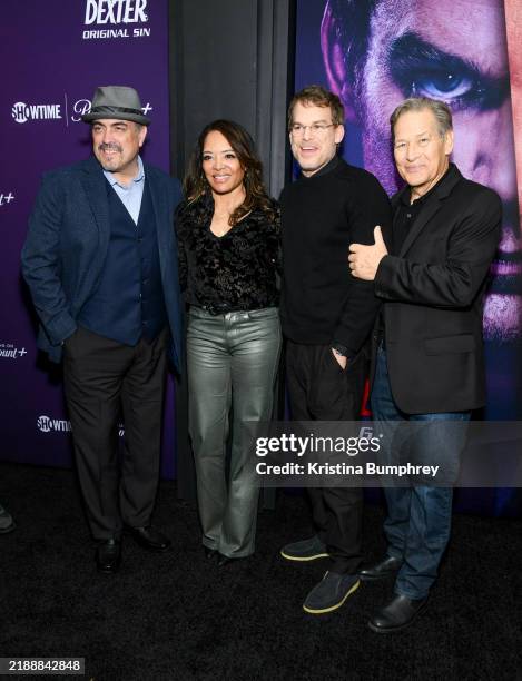 David Zayas, Luna Lauren Vélez, Michael C. Hall, James Remar at "Dexter: Original Sin" Premiere - Arrivals at SVA Theatre on December 11, 2024 in New...
