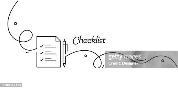 one continuous line drawing of checklist icon. single line vector illustration - checklist concept stock illustrations
