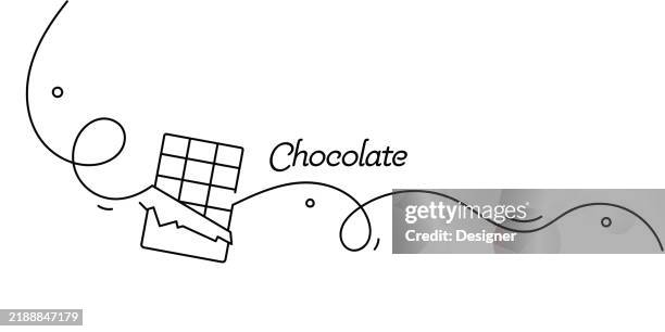 one continuous line drawing of chocolate icon. single line vector illustration - chocolates stock illustrations