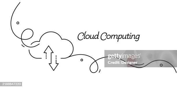 one continuous line drawing of cloud computing icon. single line vector illustration - backup stock illustrations