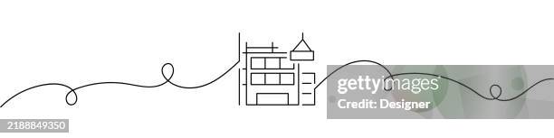 one continuous line drawing of construction icon. single line vector illustration - building schematic stock illustrations