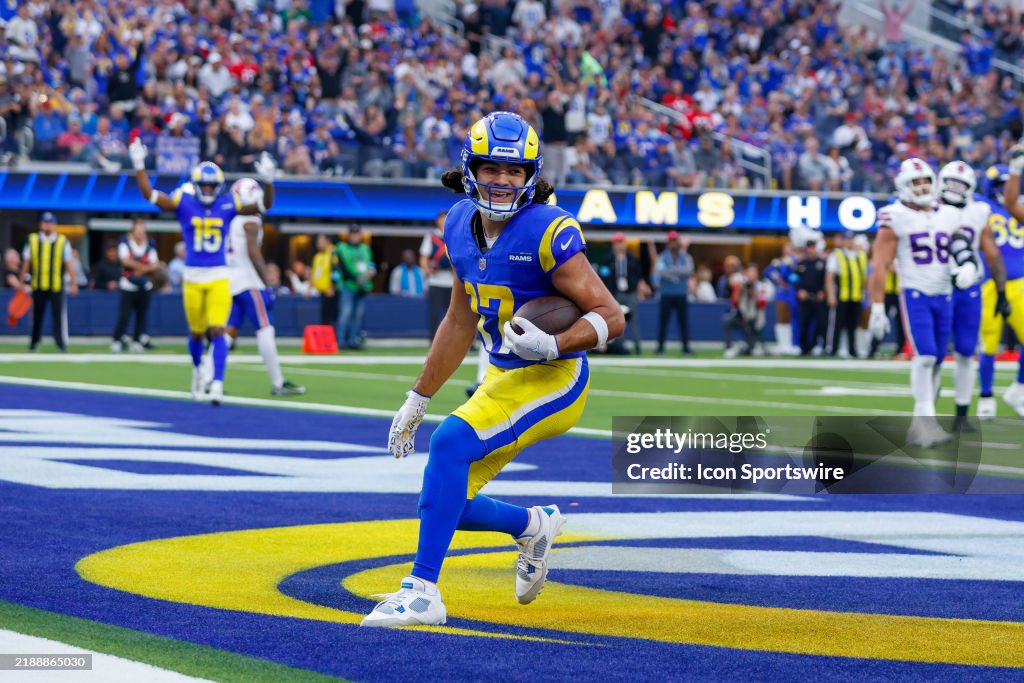 Nacoa Rams Los Angeles Rams wide receiver Puka Nacua runs the ball for a... News ...