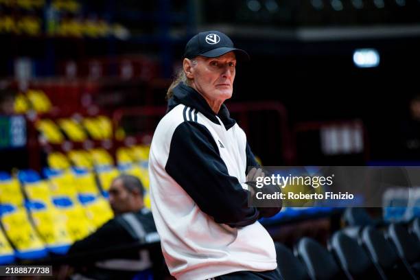 Dusko Ivanovic new head coach of Virtus Segafredo Bologna during the warm up prior othe LBA Lega Basket Serie A Round 10 match between EA7 Emporio...