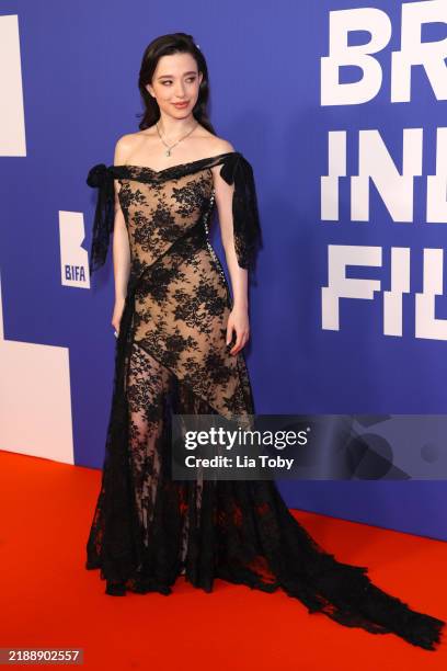 Mikey Madison attends the 27th British Independent Film Awards at The Roundhouse on December 08, 2024 in London, England.