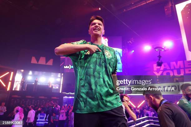 Mohammed Khalid Alotaibi of Team Saudi Arabia celebrates as Team Saudi Arabia are crowned champions after victory against Team France in the Final...