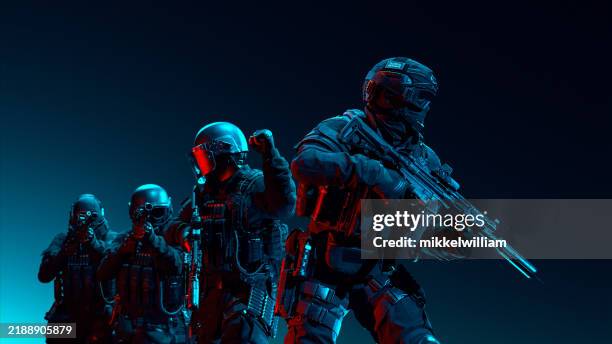 tactical precision: swat team on a high-stakes mission - special forces stock pictures, royalty-free photos & images