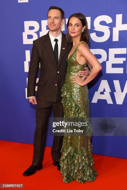 Michael Fassbender and Alicia Vikander attend the 27th British Independent Film Awards at The Roundhouse on December 08, 2024 in London, England.