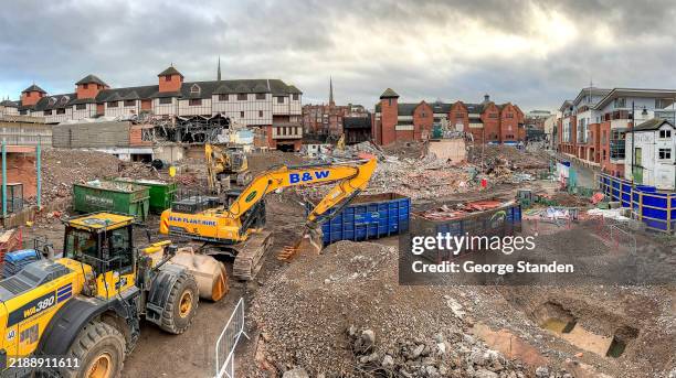 demolition work in the centre of shrewsbury - demolished stock pictures, royalty-free photos & images