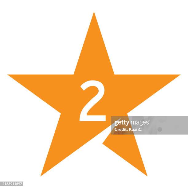 number 2. rating star. five point star vector icon. isolated star, rating flat symbol. vector stock illustration - second stock illustrations