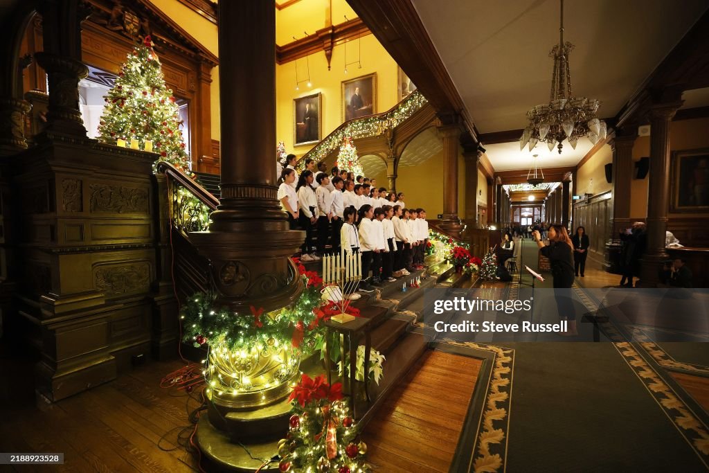 Elkhorn Public School is located in North York, a Kindergarten to Grade 5 school, sing Christmas carols on the grand staircase of Queens Park