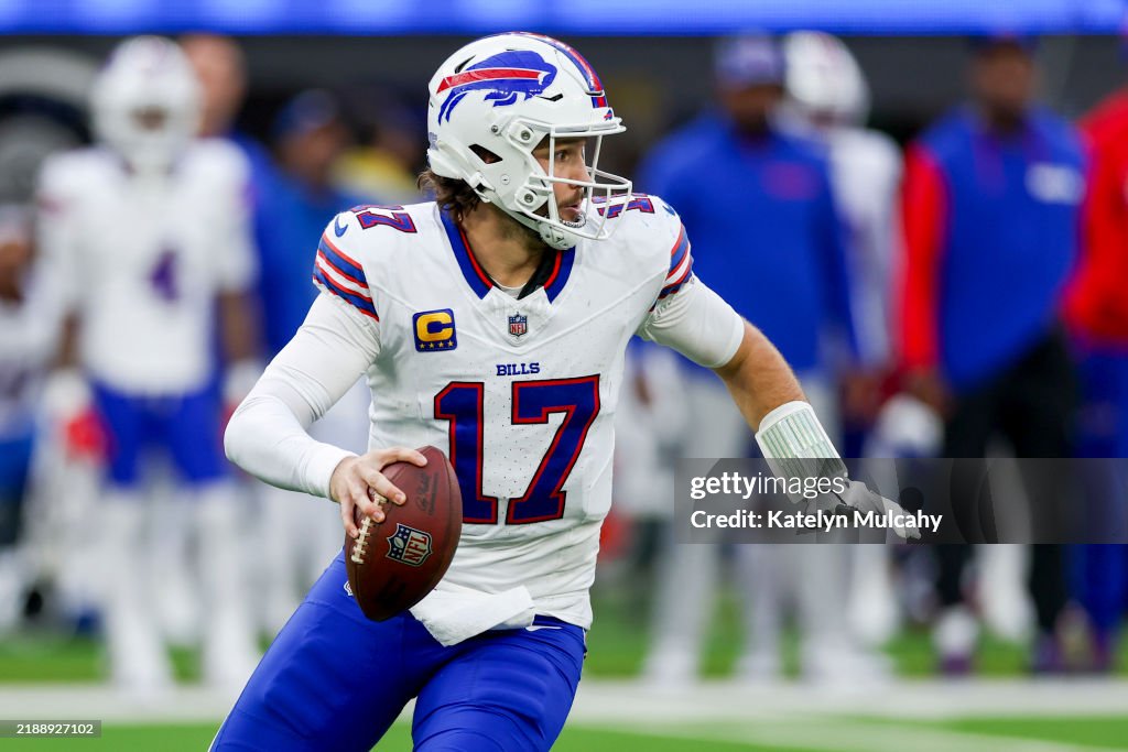 Josh Allen Rams Josh Allen of the Buffalo Bills scrambles in the second quarter of a ...