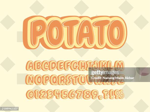 potato 3d editable text effect. effect saved in graphic styles - 3d printer food stock illustrations