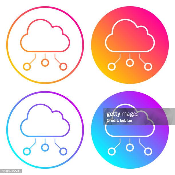 cloud computing. round icons with color gradients - digitalization stock illustrations