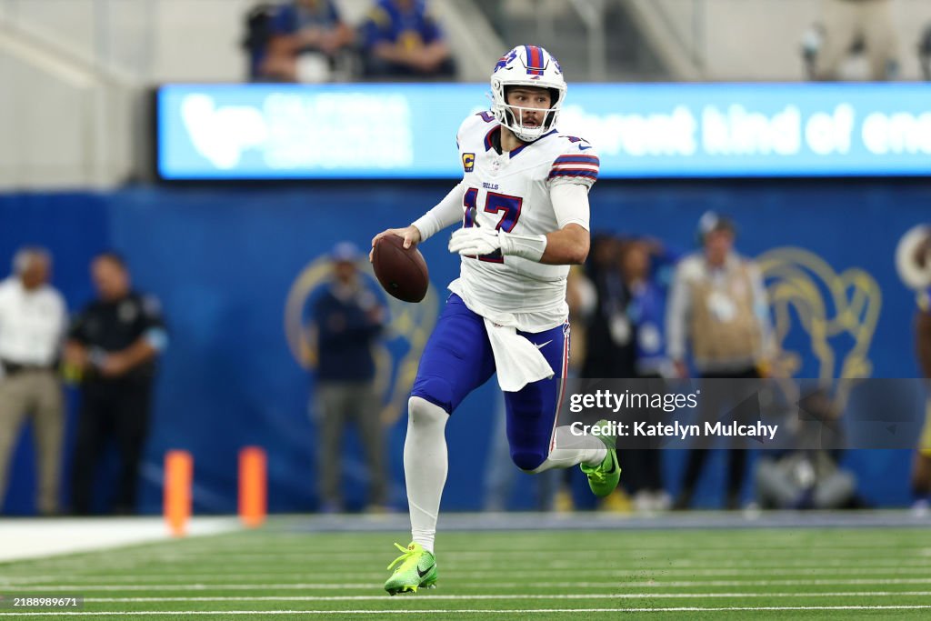 Josh Allen Rams Josh Allen of the Buffalo Bills scrambles runs the ball against the ...