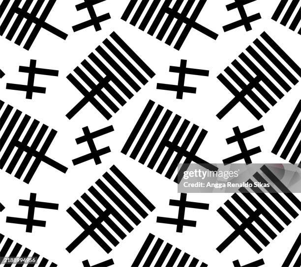 black and white geometric striped hashtag seamless pattern - consistent messaging stock illustrations