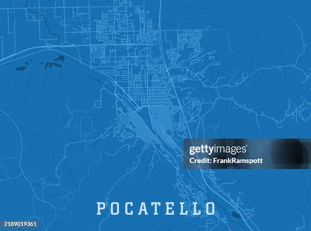 ilustraciones, imágenes clip art, dibujos animados e iconos de stock de pocatello id city vector mapa de carreteras azul horizontal - idaho