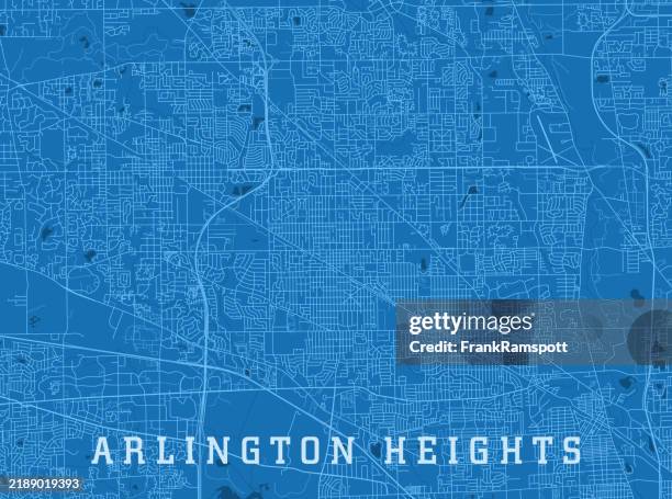 arlington heights il city vector road map blue horizontal - des plaines illinois stock illustrations