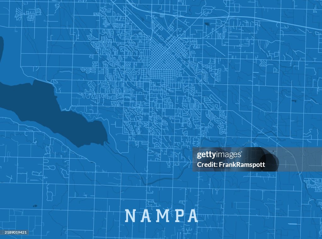 Nampa ID City Vector Road Map Blue Horizontal