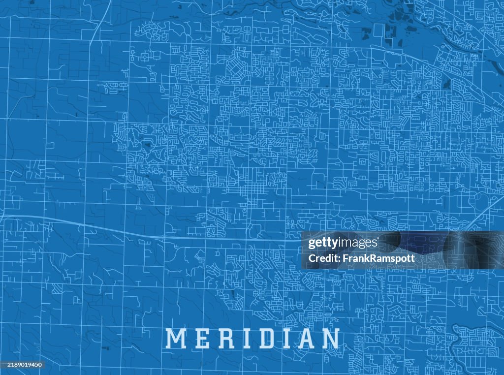 Meridian ID City Vector Road Map Blue Horizontal