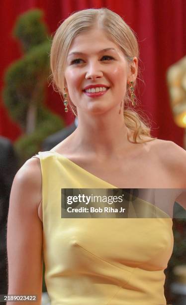 Actress Rosamund Pike and Director Joe Wright on the red carpet at the Academy Awards, February 24, 2008 in Los Angeles, California.