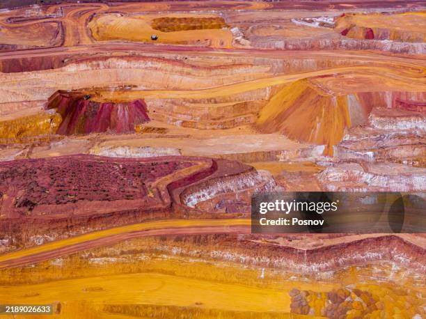 open pit iron ore mining in pilbara - metal ore stock pictures, royalty-free photos & images