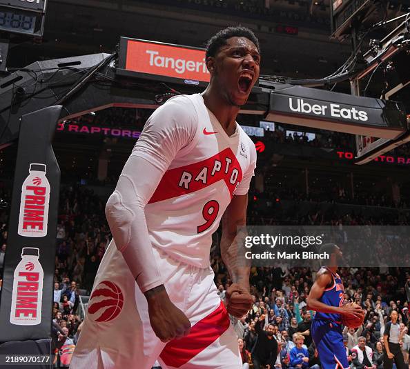 Toronto Raptors Rj Barrett RJ Barrett of the Toronto Raptors celebrates during the game against ...