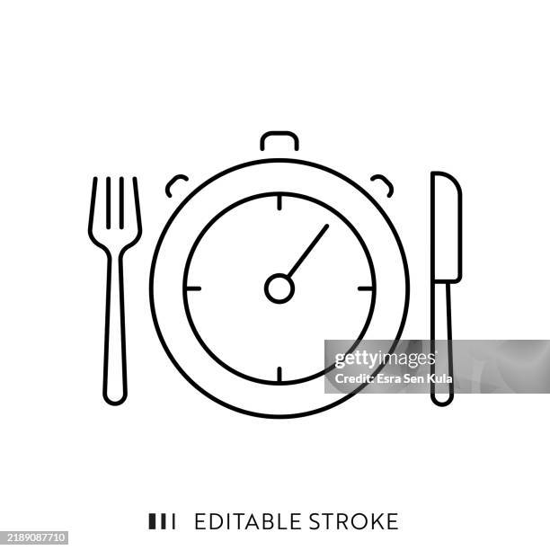 illustrations, cliparts, dessins animés et icônes de conception d’icône de ligne de restauration rapide avec trait modifiable. - instrument de mesure du temps