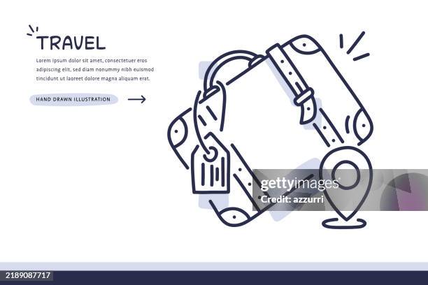 travel hand drawn illustration - suitcase stock illustrations
