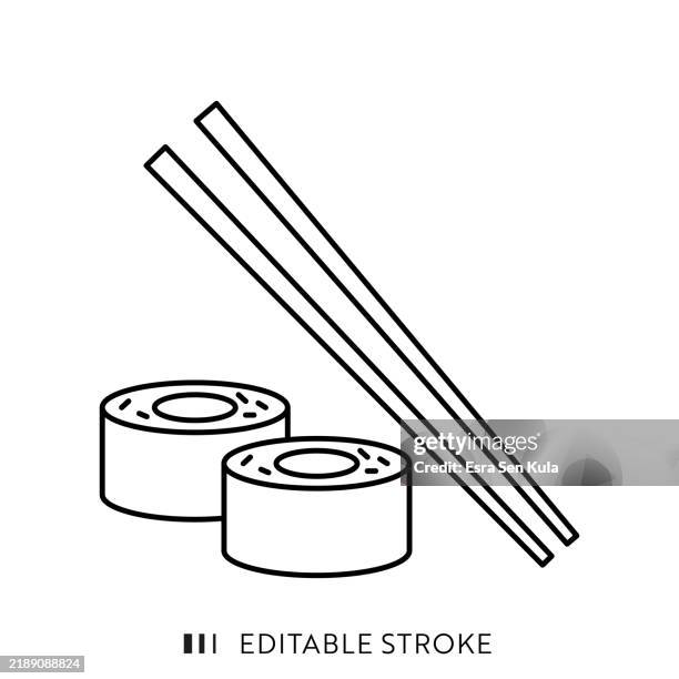sushi line icon design with editable stroke. - sushi plate white background stock illustrations