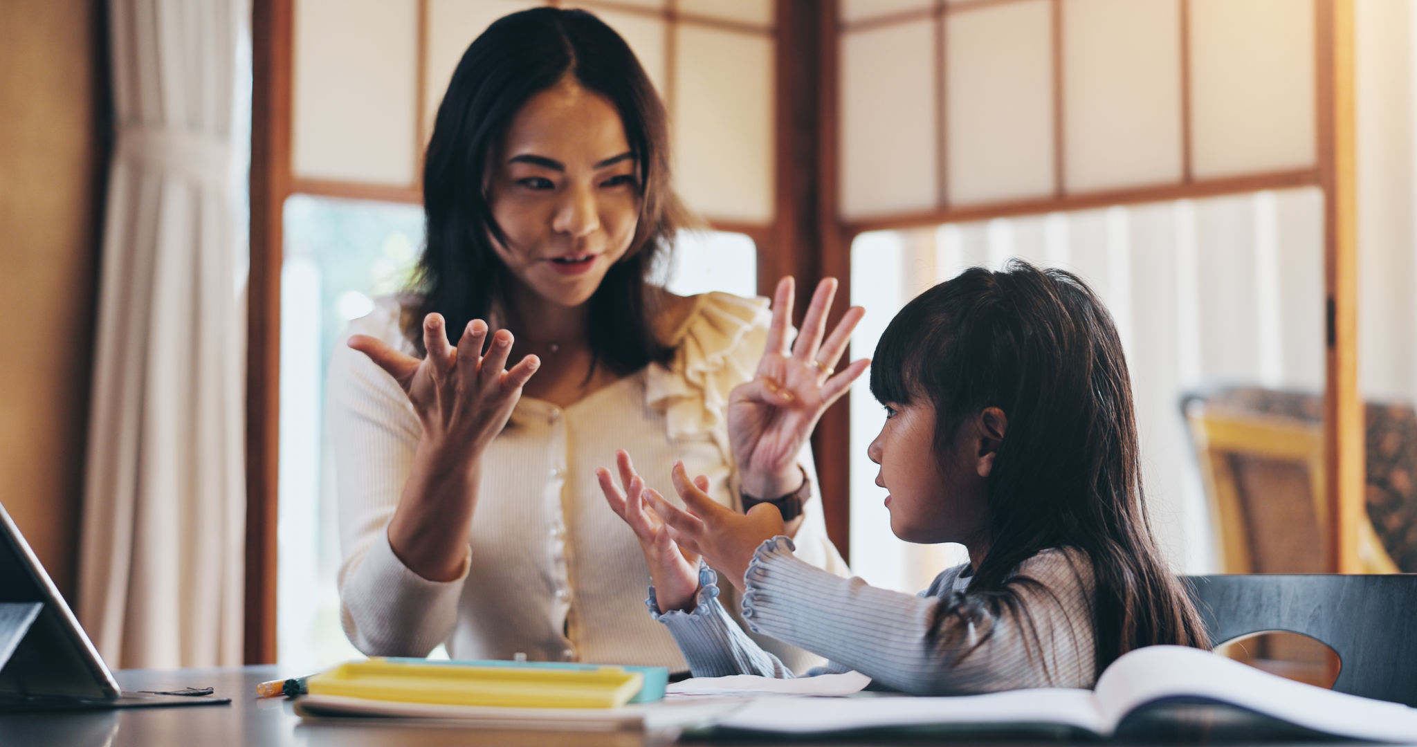 parent and child studying math