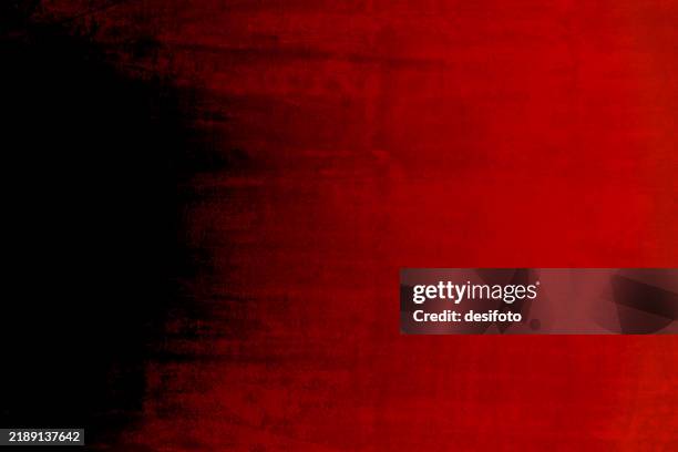 empty blank rustic retro vintage style dark red maroon coloured grunge textured smudged distraught horizontal vector background like painted, plastered, smudged whitewashed wall with one abstract faded uneven fading black color smudges as left border - solid colour background stock illustrations