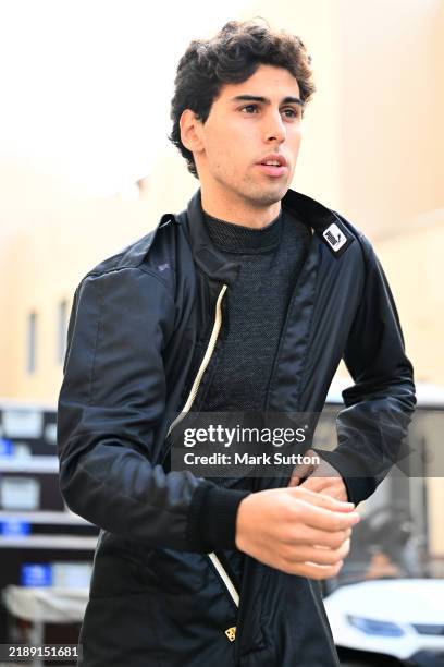 Gabriel Bortoleto of Brazil and Stake F1 Team Kick Sauber walks in the Paddock during Formula 1 testing at Yas Marina Circuit on December 10, 2024 in...