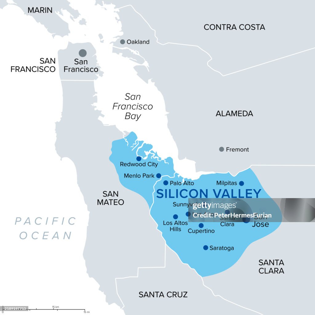 Silicon Valley Region Of Northern California In Usa Political Map High ...