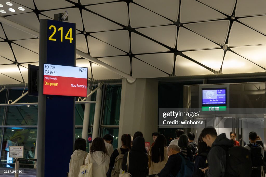 Departure gate for flight operated by Hong Kong Airlines to Denpasar, Ngurah Rai International Airport