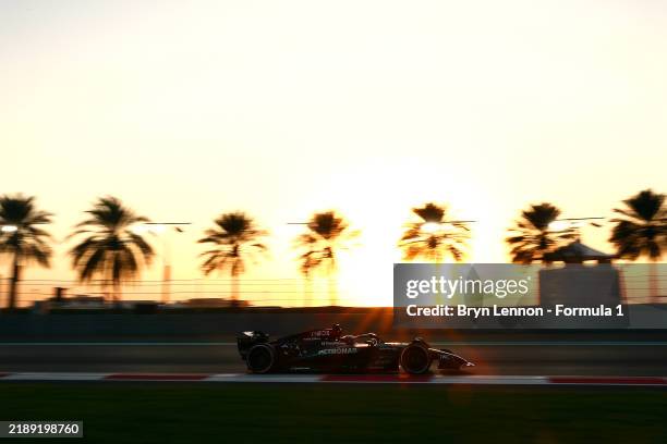 Andrea Kimi Antonelli of Italy driving the Mercedes AMG Petronas F1 Team W15 on track during Formula 1 testing at Yas Marina Circuit on December 10,...