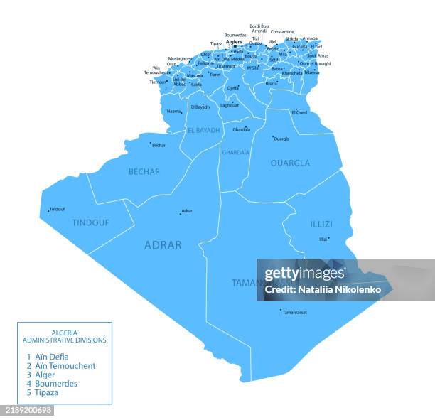 algeria - detailed map with regions and cities of the country. - annaba province stock illustrations