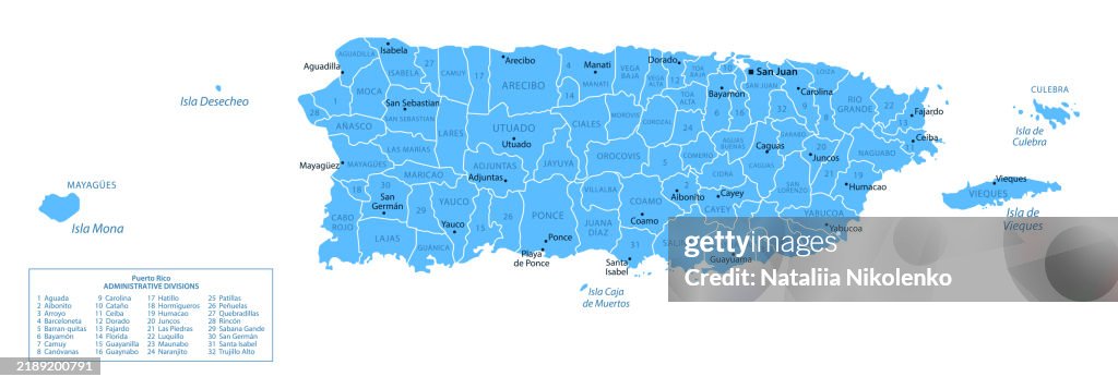 Map Rico Puerto Rico Detailed Map With Regions And Cities Of The Country High ...