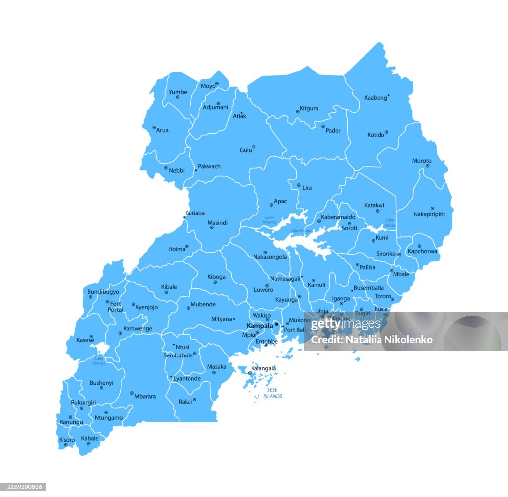 Uganda Basic Map Uganda Detailed Map With Regions And Cities Of The Country High-Res ...
