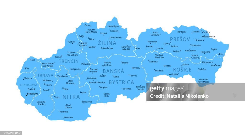 Slovakia Postcode Map Slovakia Detailed Map With Regions And Cities Of The Country High-Res ...