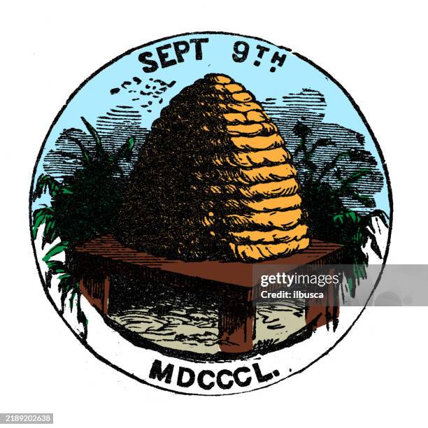 seal of usa states (1899): utah - utah state flag stock illustrations