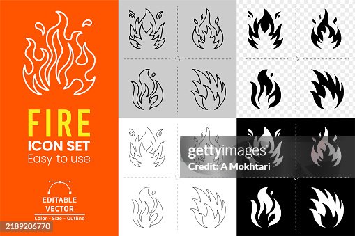 Fire icon set. Fire icon set.