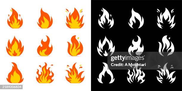 stockillustraties, clipart, cartoons en iconen met fire icon set. - fire