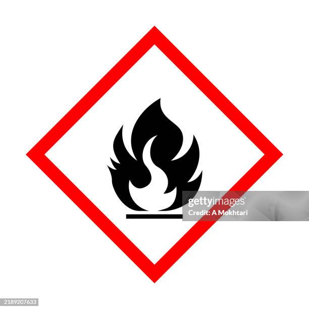 symbol für entflammbare stoffe. - brennbar stock-grafiken, -clipart, -cartoons und -symbole